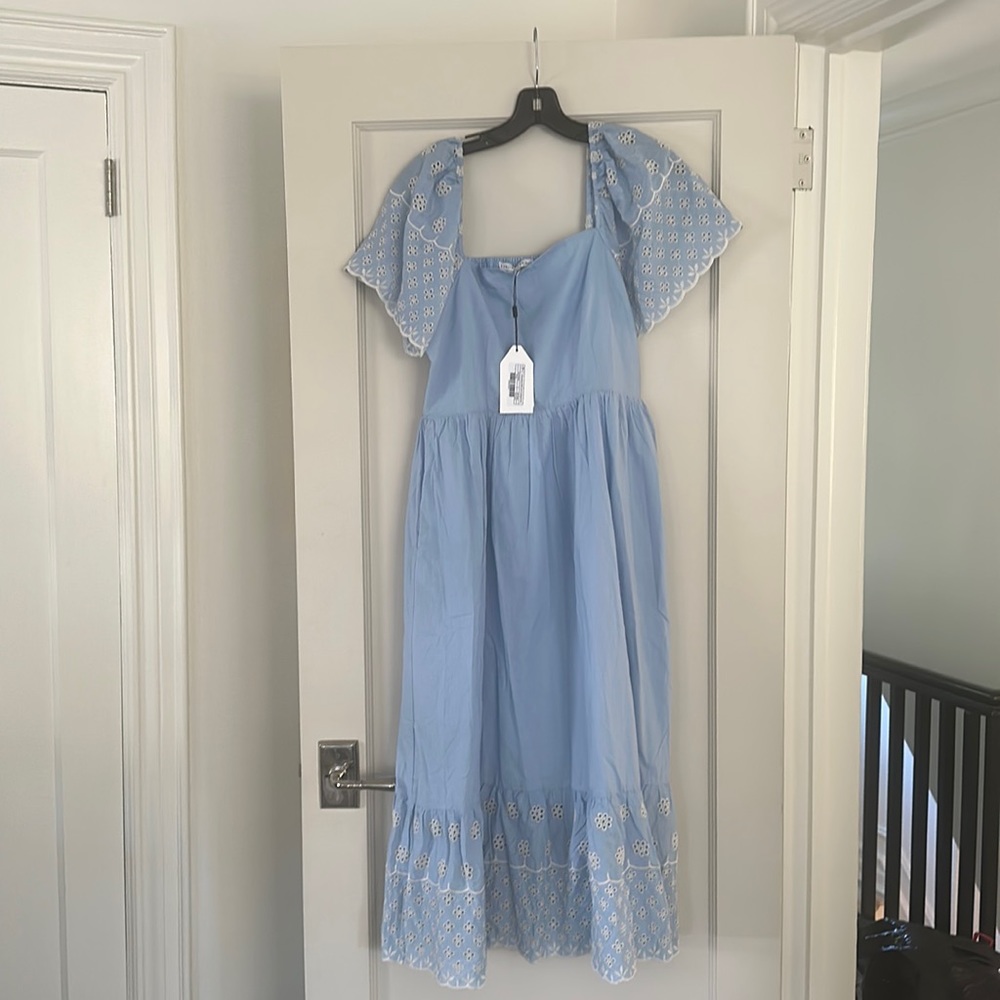 English factory new with tags size large blue dress
